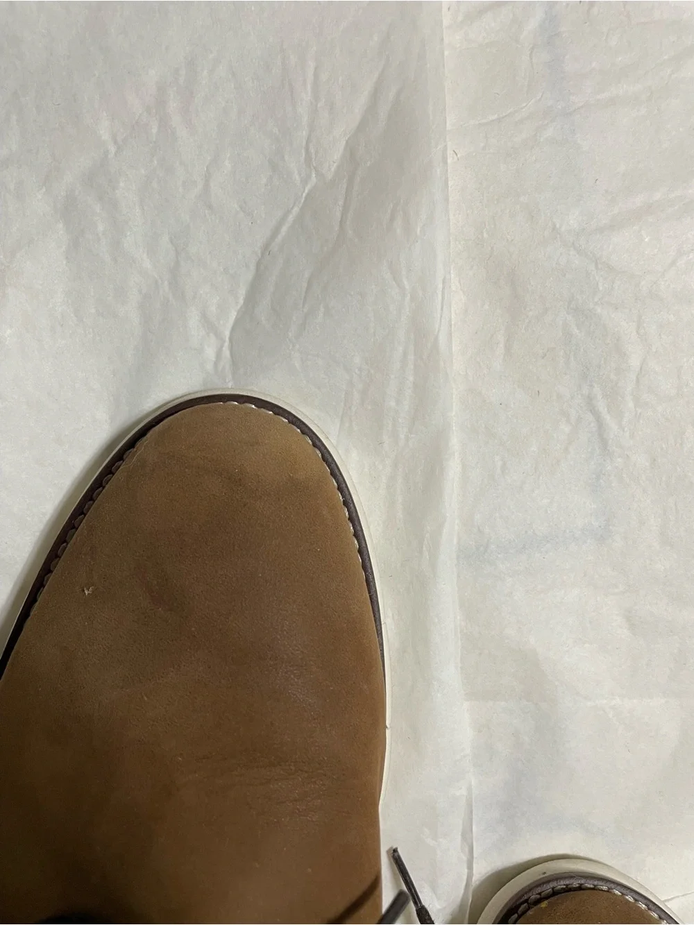 Johnston & Murphy Tan Suede Derby with White Sole